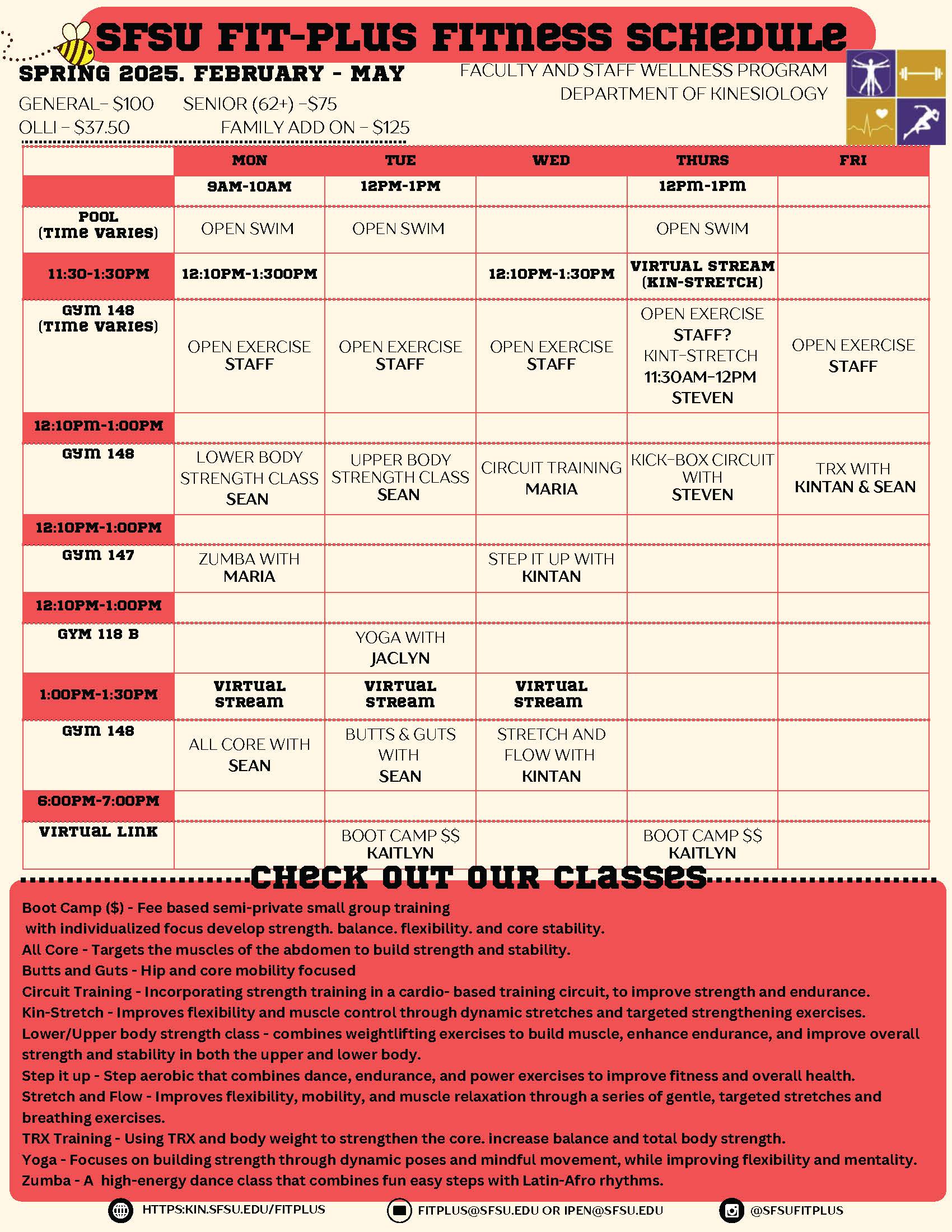 Fit Plus Spring Schedule 