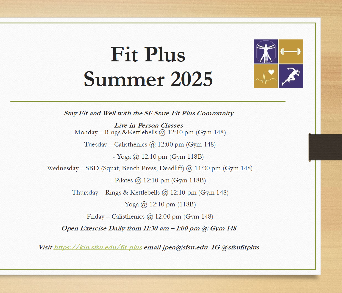 Fit Plus Summer Schedule 2025